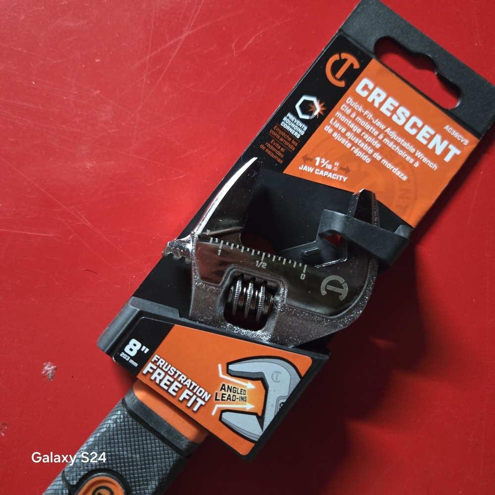 Crescent 8-Inch Adjustable Wrench with Black and Orange Handle